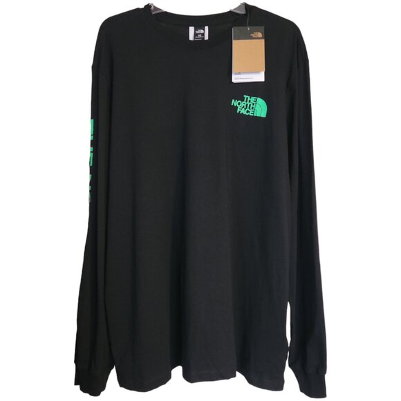 The North Face Cotton Long Sleeve Hit Graphic Tee Black Green - Picture 3 of 7